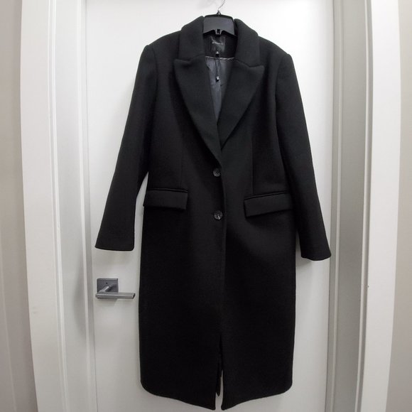 Dynamite Kensington Single-Breasted Black Polyester Melton Coat - Picture 2 of 7